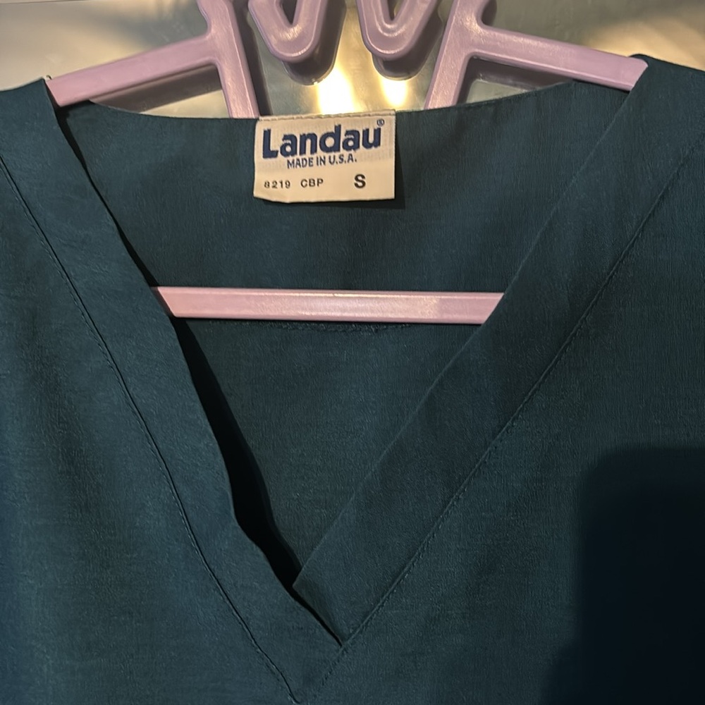 Landau Women's Teal Scrubs Top - Picture 2 of 2